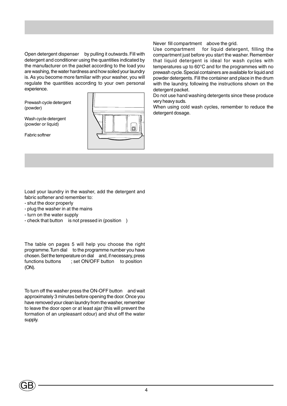 Starting up your washer | Indesit 15666 User Manual | Page 5 / 12