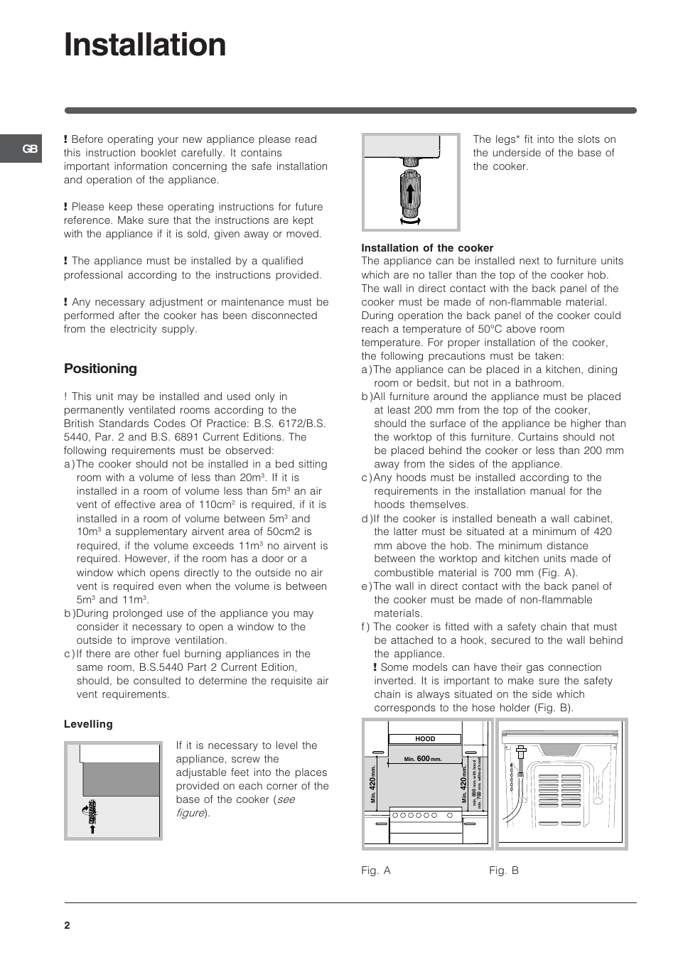 Installation, Positioning | Indesit K3G2S/G User Manual | Page 2 / 12