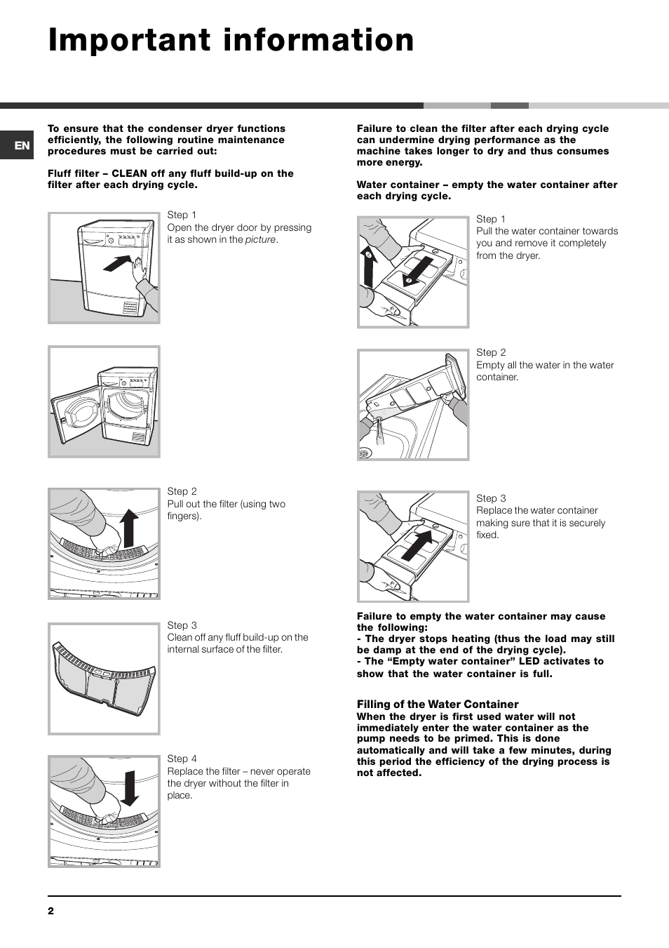 Important information | Indesit IDCE 845 S User Manual | Page 2 / 20