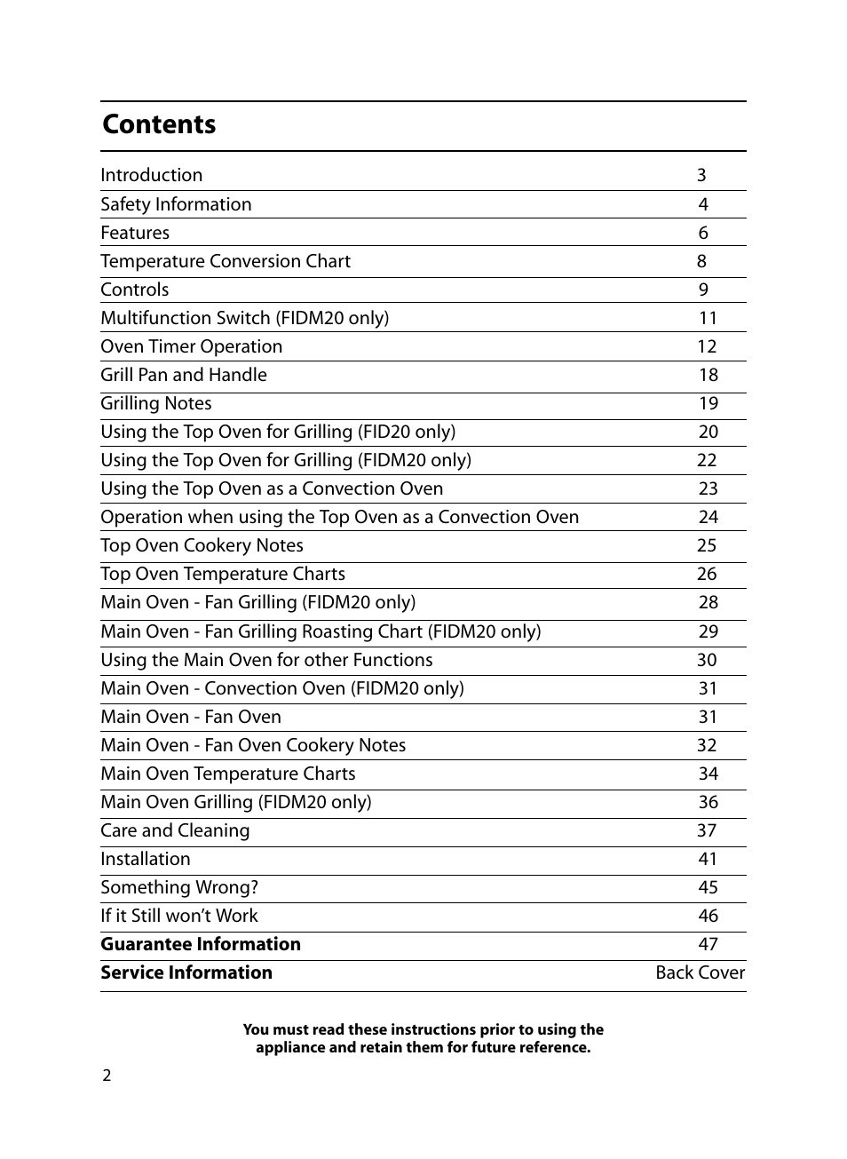 Indesit FIDM20 Mk2 User Manual | Page 2 / 48