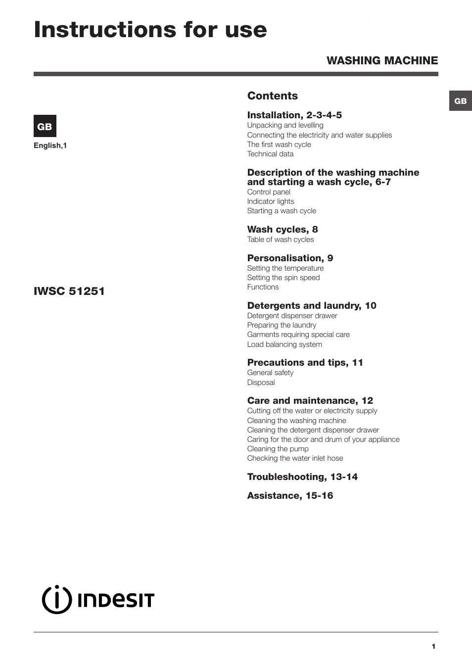Indesit IWSC User Manual | 16 pages