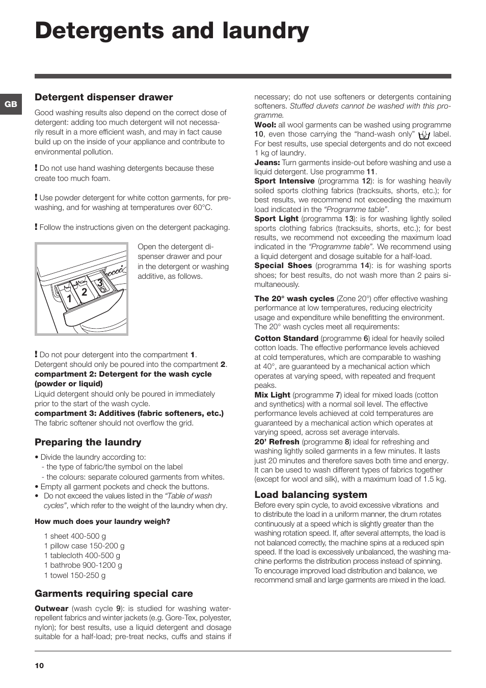 Detergents and laundry | Indesit IWSC User Manual | Page 10 / 16