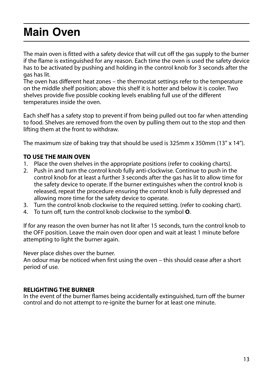 Main oven | Indesit KD6G25W User Manual | Page 13 / 32