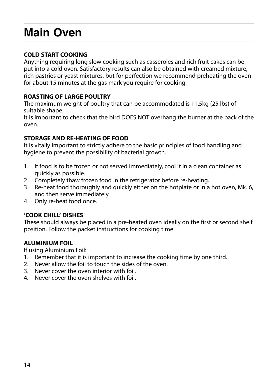 Main oven | Indesit KD6G25W User Manual | Page 14 / 32