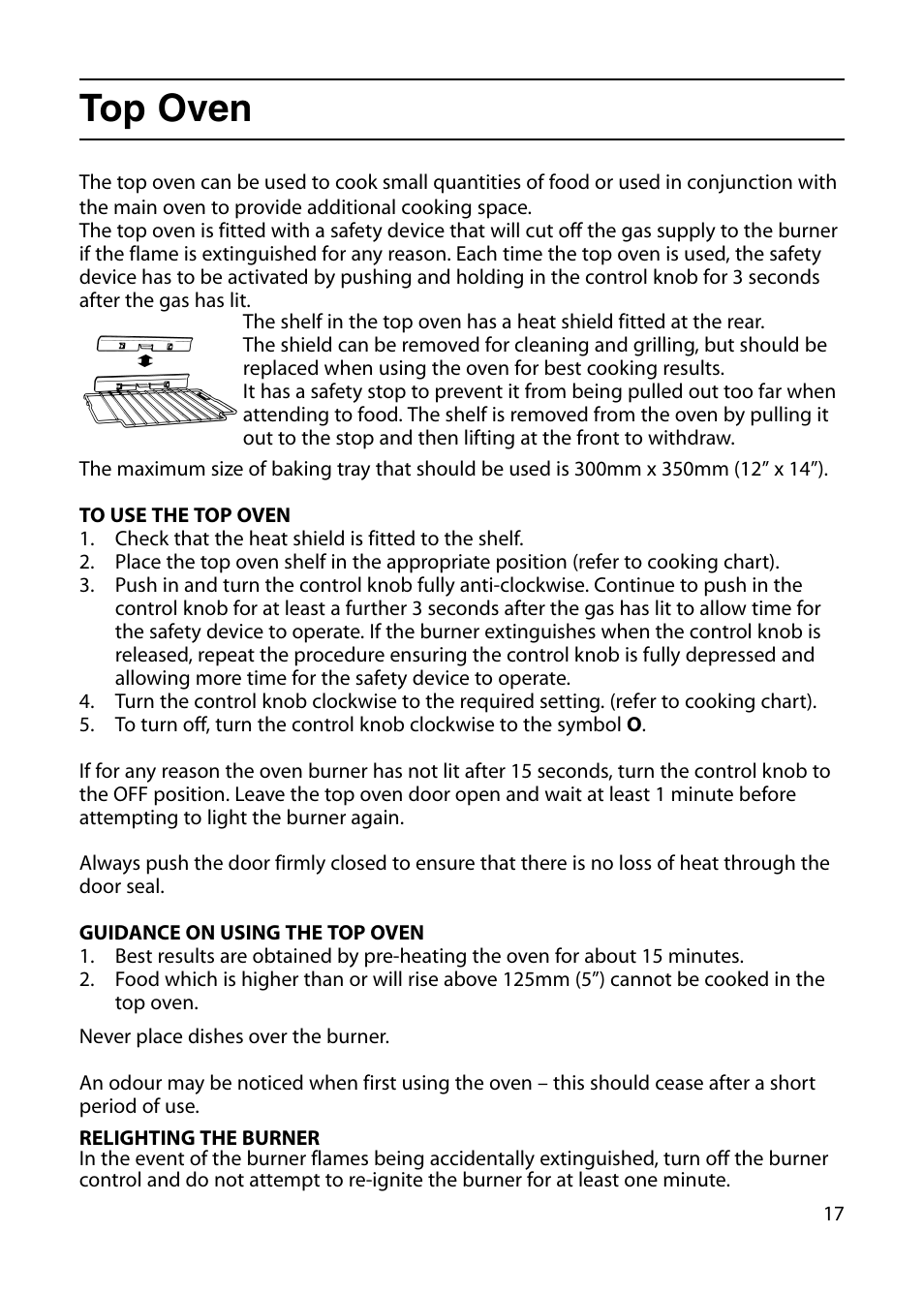 Top oven | Indesit KD6G25W User Manual | Page 17 / 32