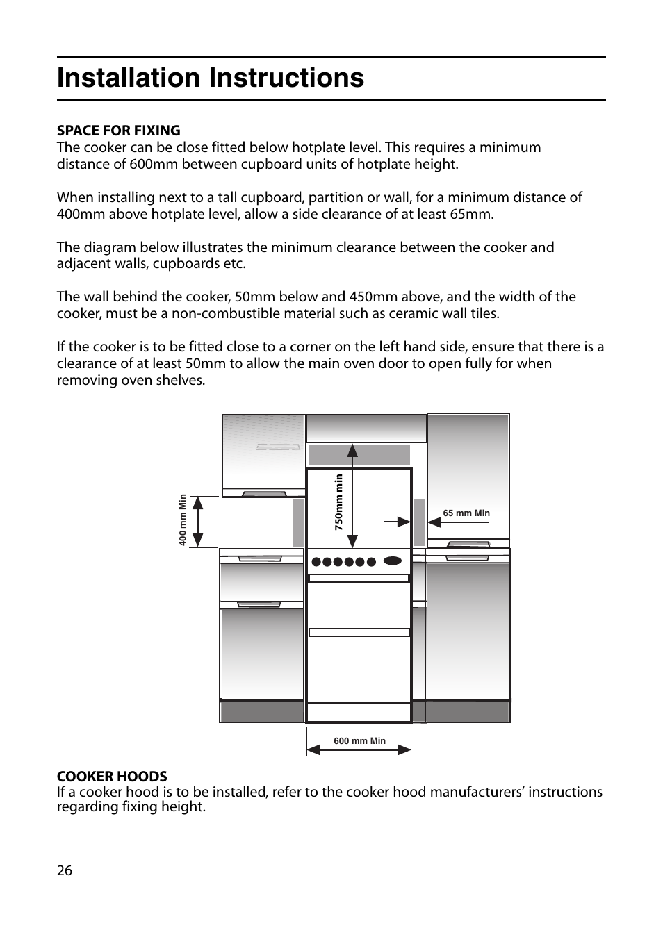 Installation instructions | Indesit KD6G25W User Manual | Page 26 / 32