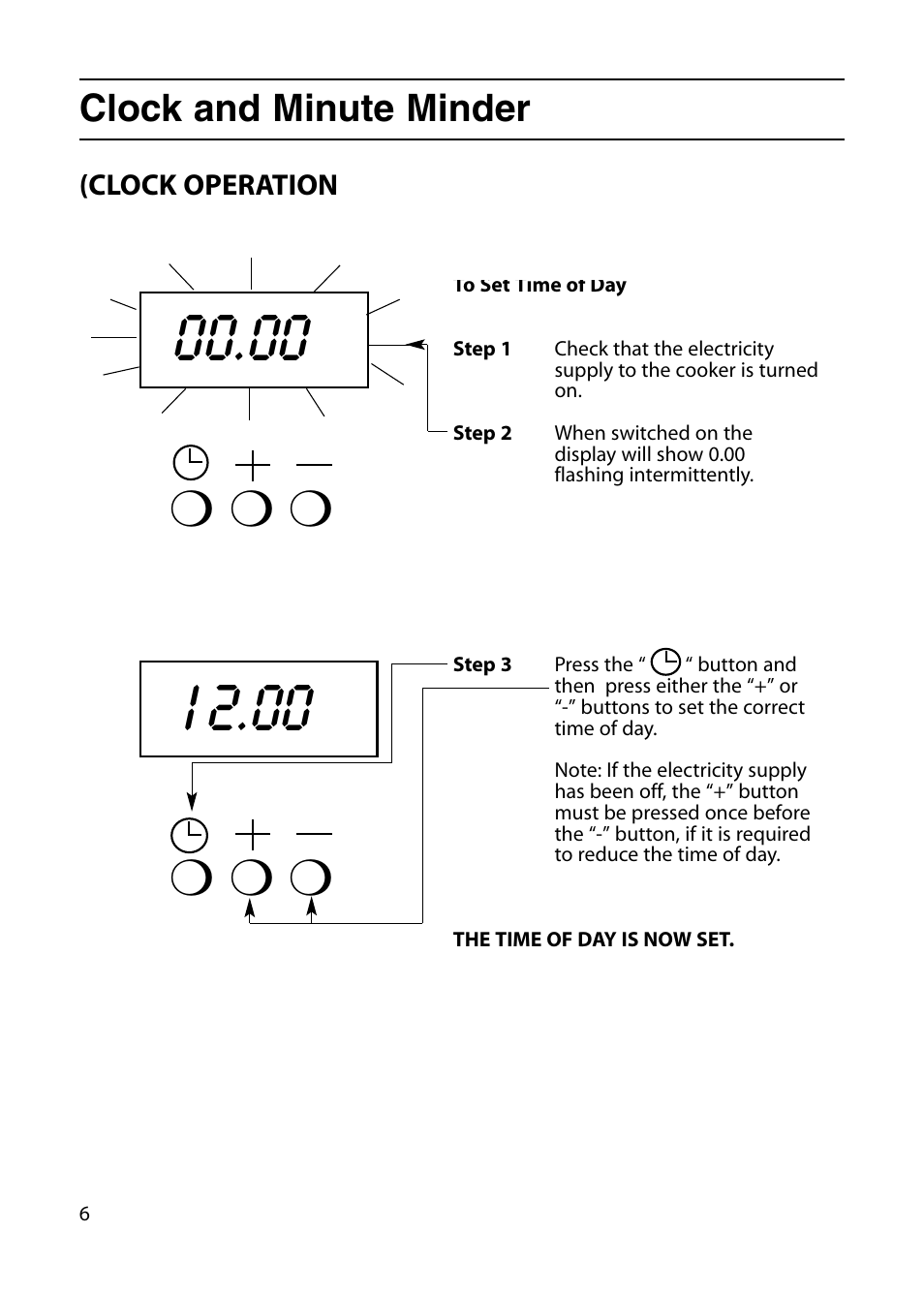 Clock and minute minder | Indesit KD6G25W User Manual | Page 6 / 32