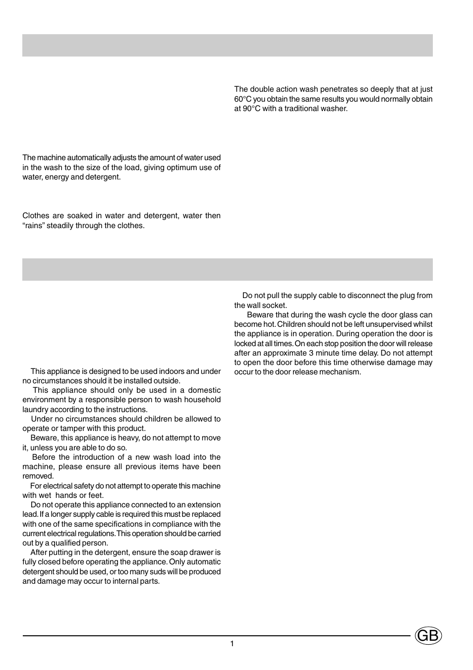 Safety, a good habit to get into | Indesit WG1234TG User Manual | Page 2 / 12