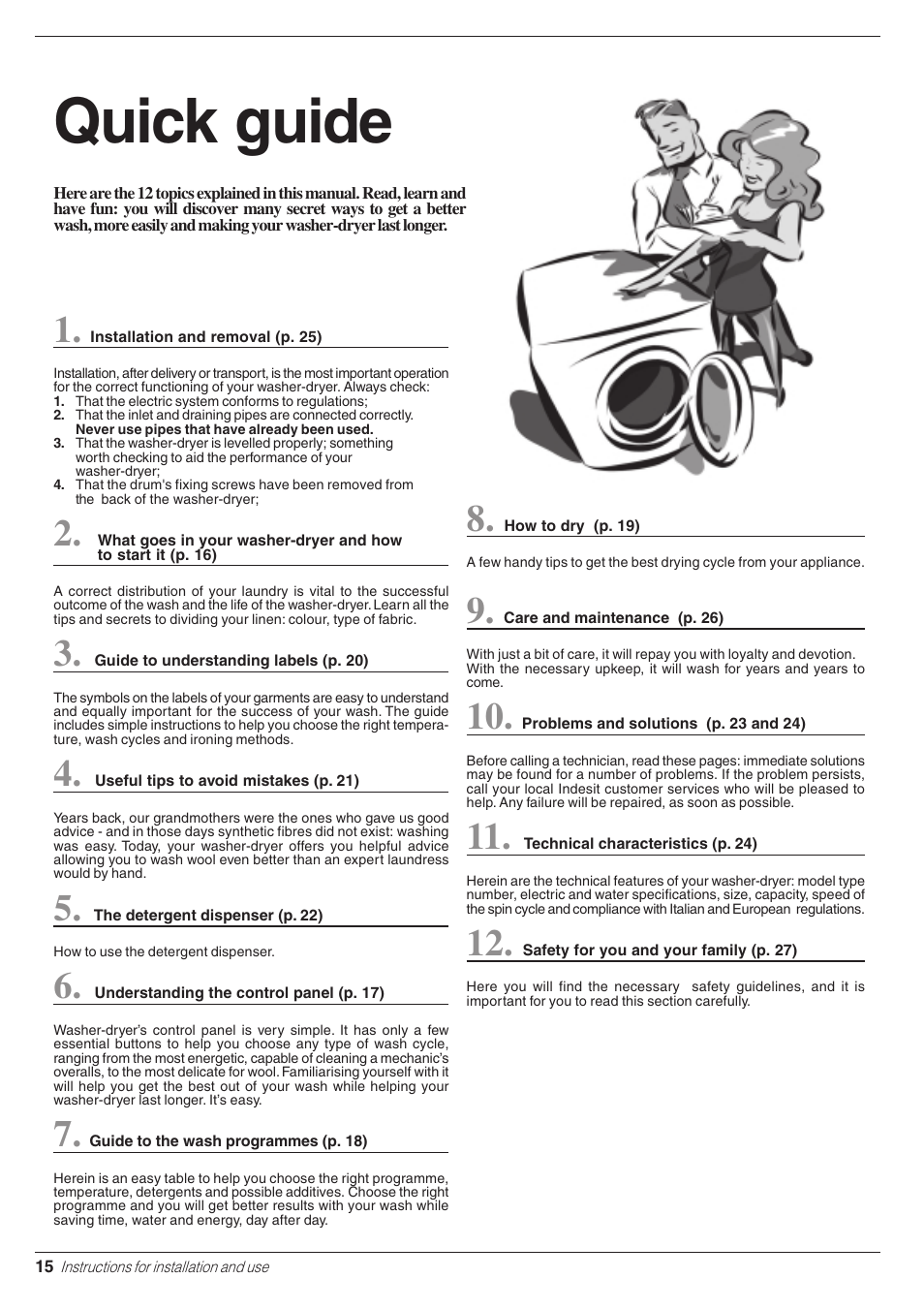 Quick guide | Indesit WD 125 T User Manual | Page 18 / 60