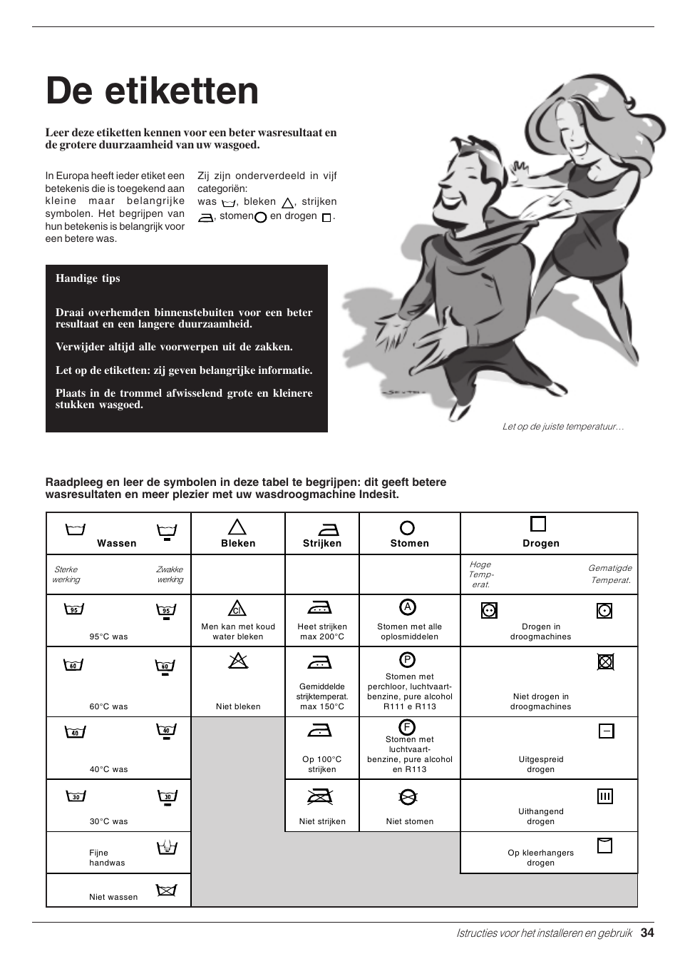 De etiketten | Indesit WD 125 T User Manual | Page 37 / 60