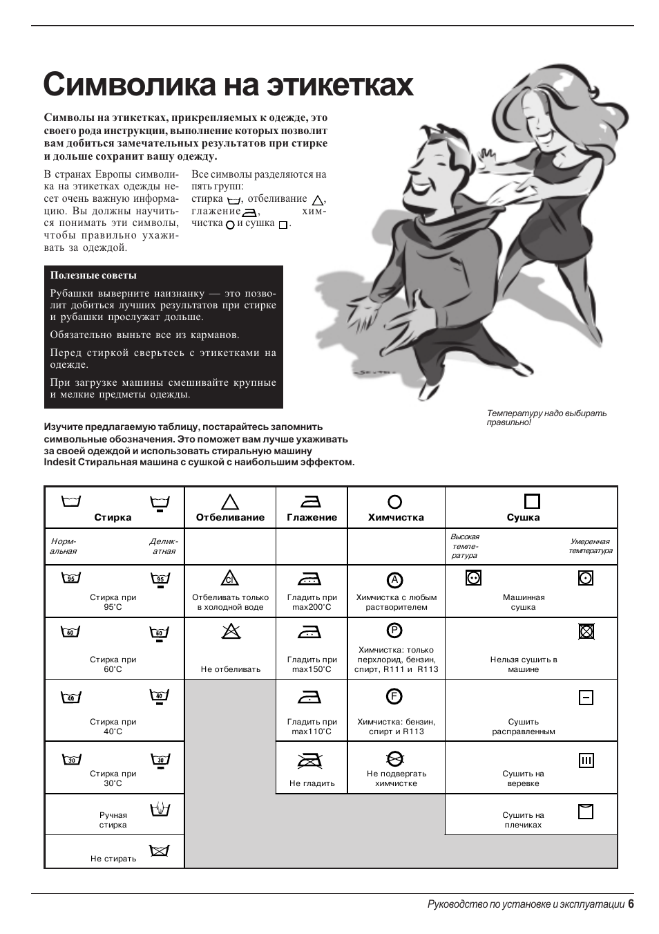 Символика на этикетках | Indesit WD 125 T User Manual | Page 9 / 60