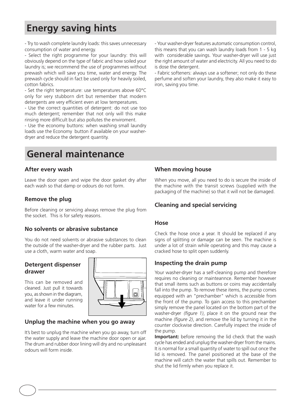 Gb energy saving hints general maintenance | Indesit WDG 985 BG User Manual | Page 10 / 16