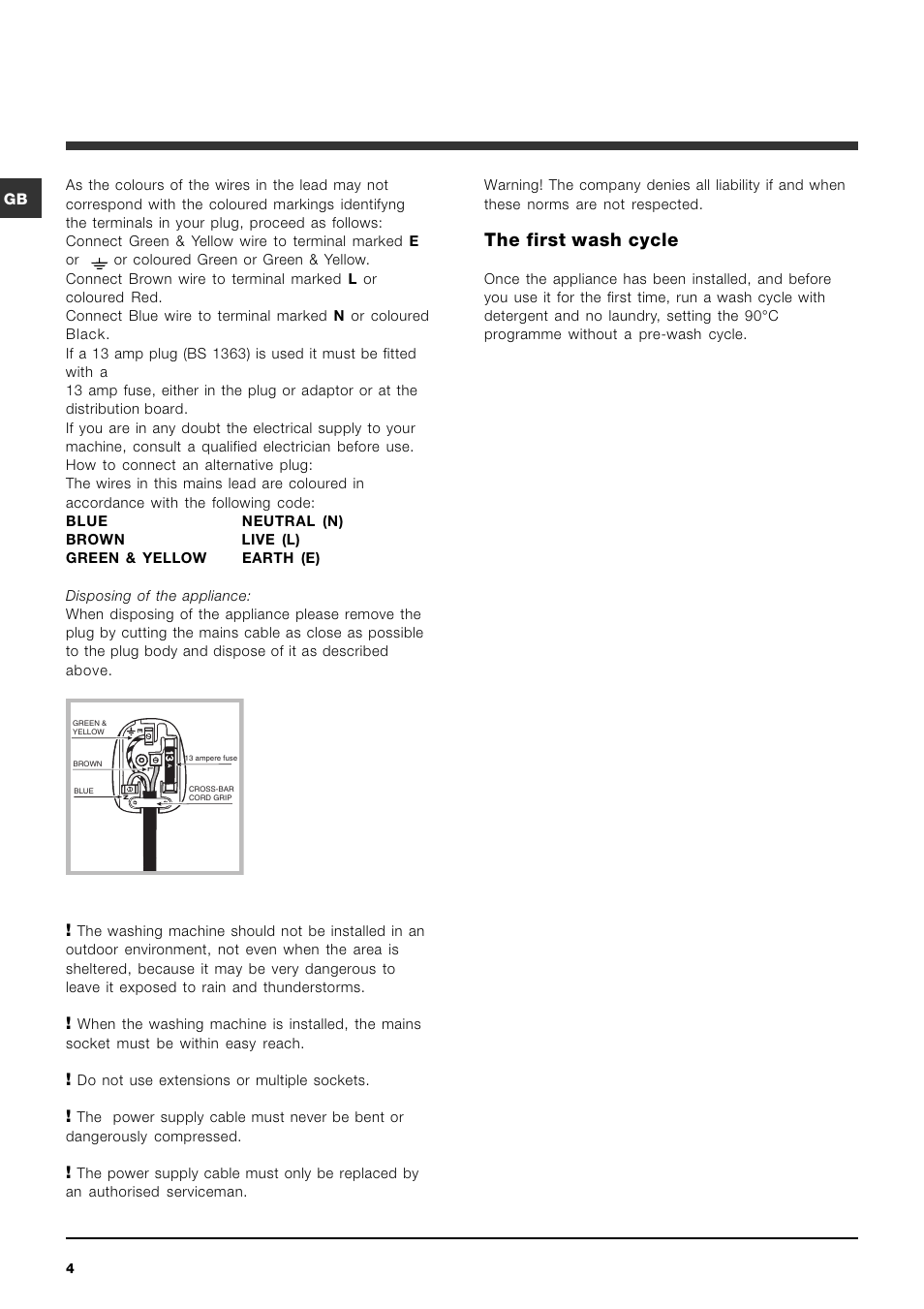 The first wash cycle | Indesit IWE 7168 S User Manual | Page 4 / 16