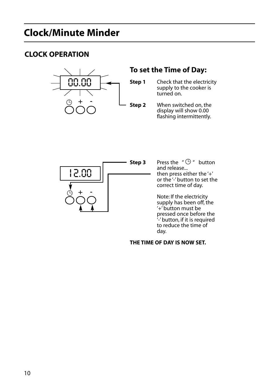 Clock/minute minder | Indesit KD6E35W User Manual | Page 10 / 32