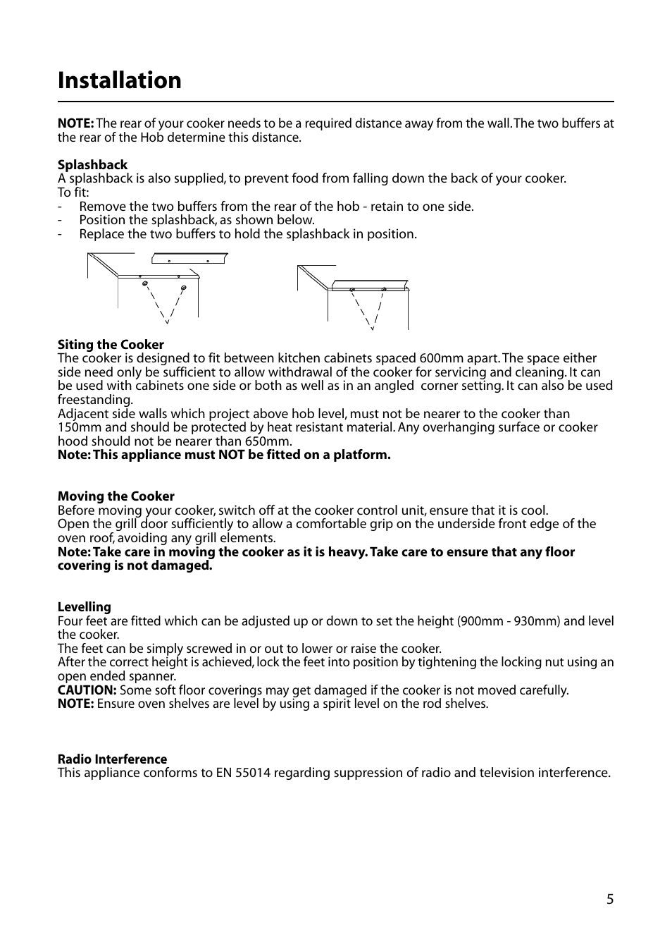 Installation | Indesit KD6E35W User Manual | Page 5 / 32