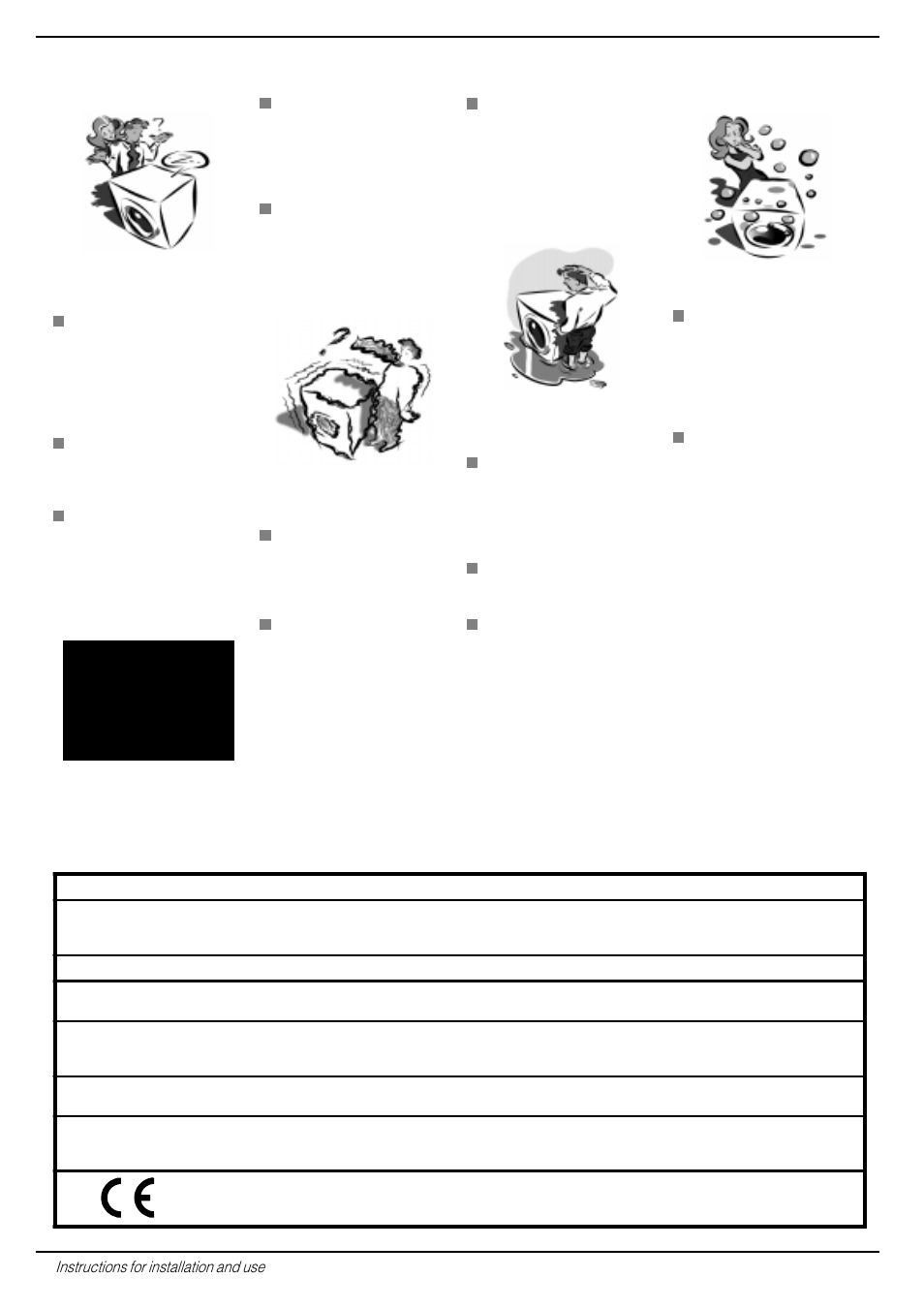 Technical characteristics | Indesit WA 135 User Manual | Page 10 / 16