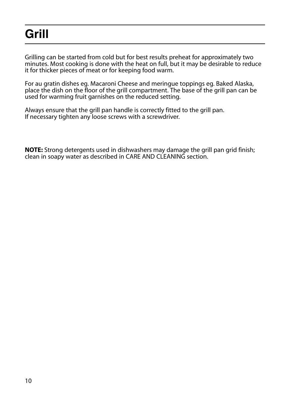 Grill | Indesit KT6G2WIR User Manual | Page 10 / 28