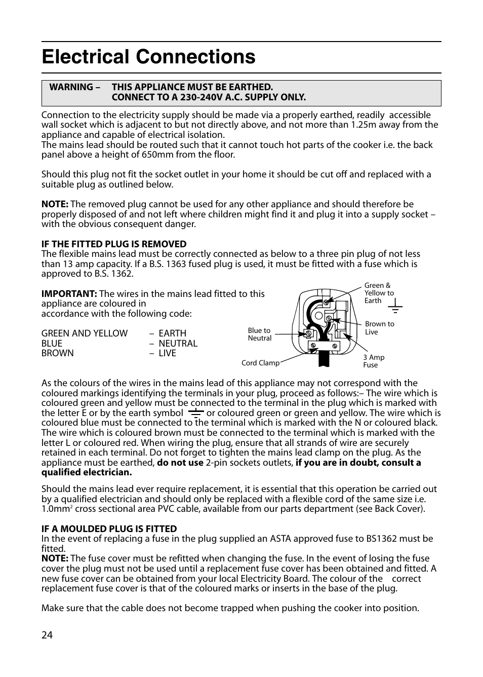 Electrical connections | Indesit KT6G2WIR User Manual | Page 24 / 28