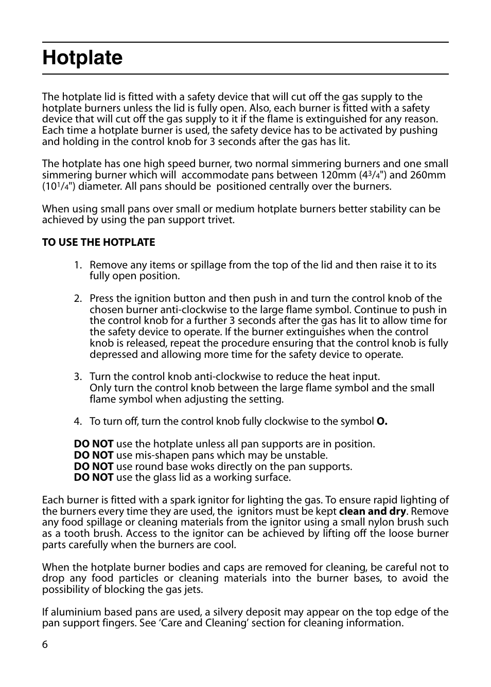 Hotplate | Indesit KT6G2WIR User Manual | Page 6 / 28