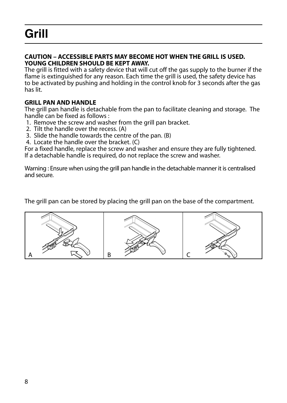 Grill | Indesit KT6G2WIR User Manual | Page 8 / 28
