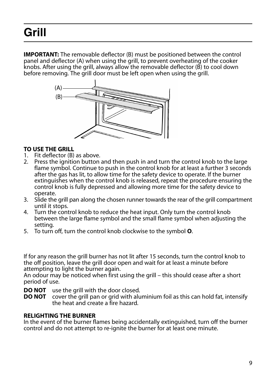 Grill | Indesit KT6G2WIR User Manual | Page 9 / 28