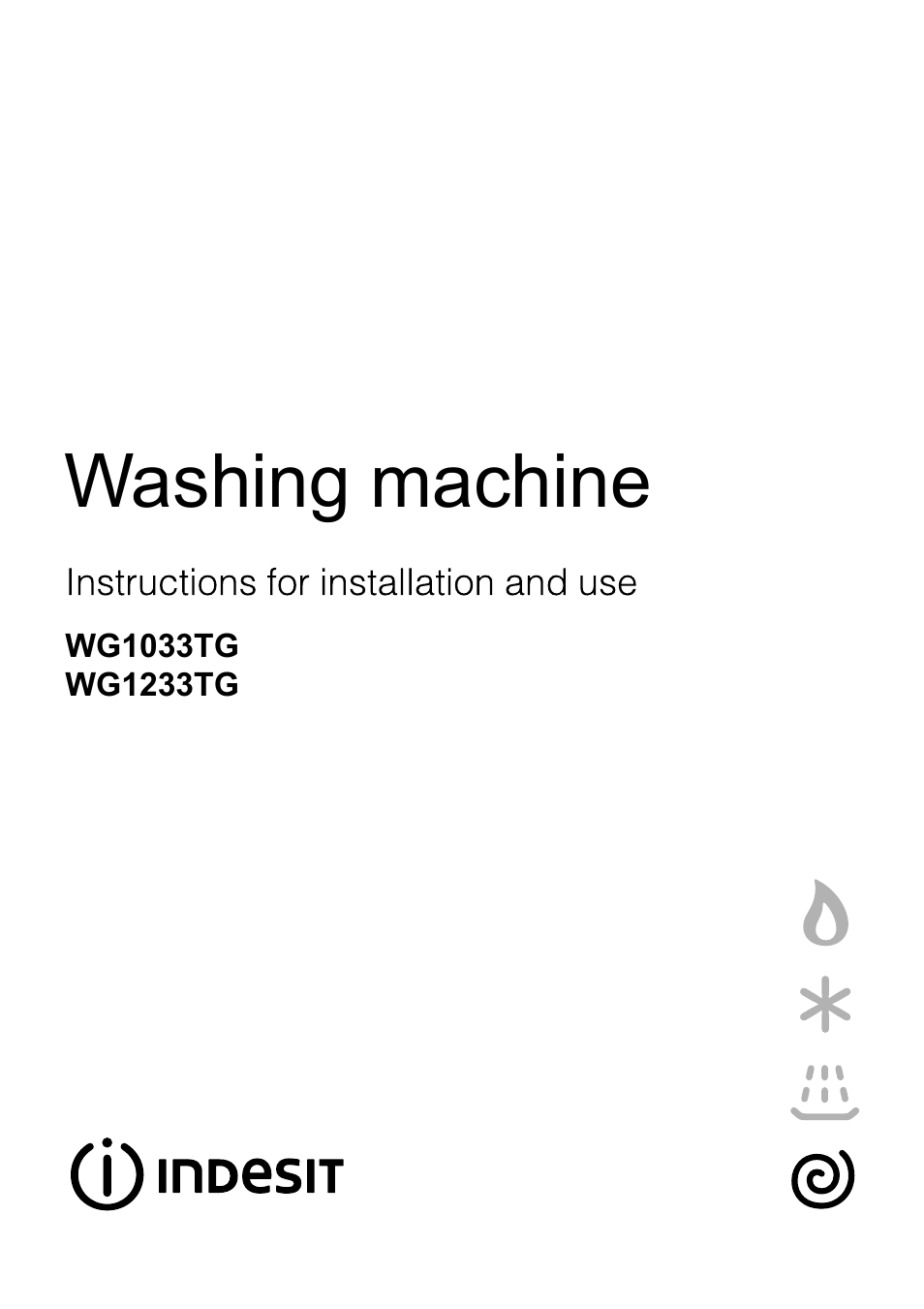 Indesit WG1233TG User Manual | 12 pages