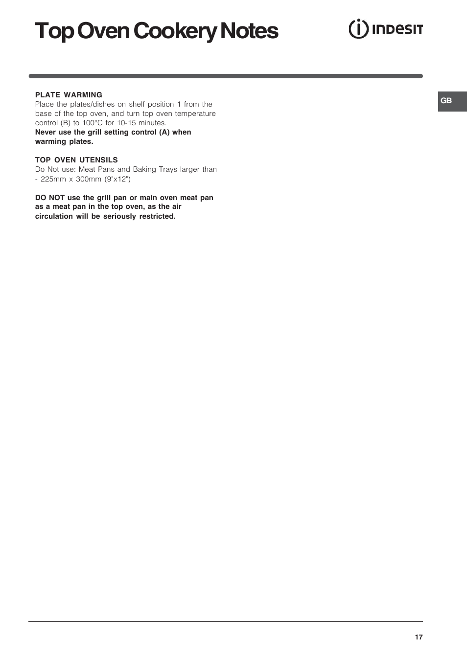 Indesit FID10IX/1 User Manual | Page 17 / 40