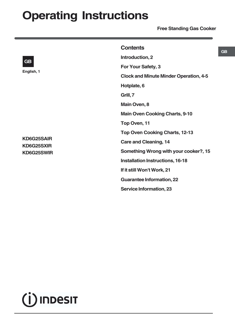 Indesit KD6G25SWIR User Manual | 24 pages