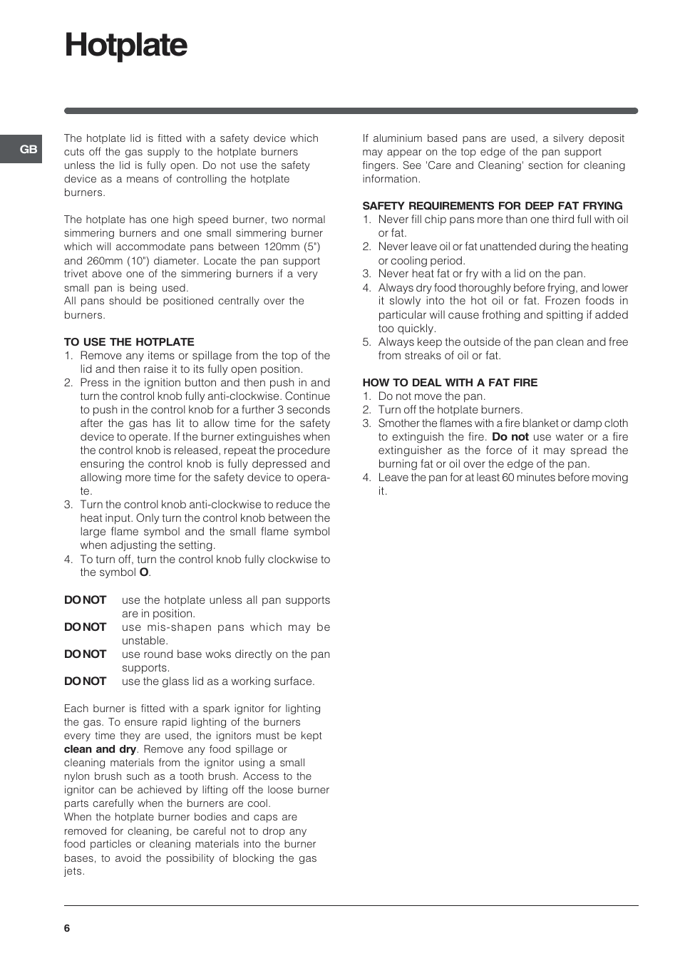 Hotplate | Indesit KD6G25SWIR User Manual | Page 6 / 24