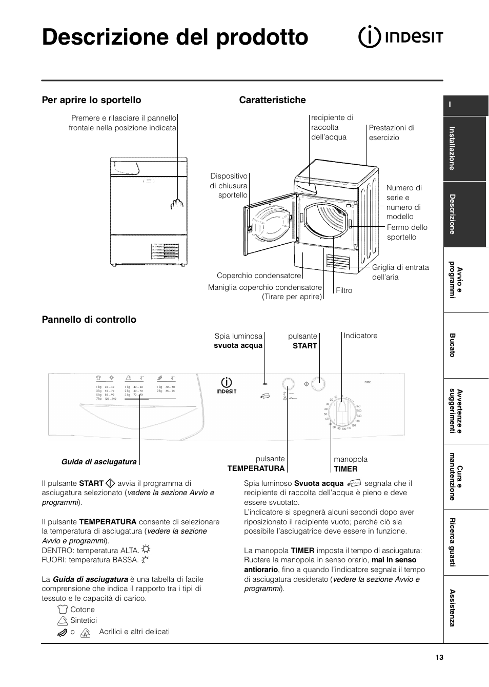 Descrizione del prodotto | Indesit IS70C User Manual | Page 13 / 80