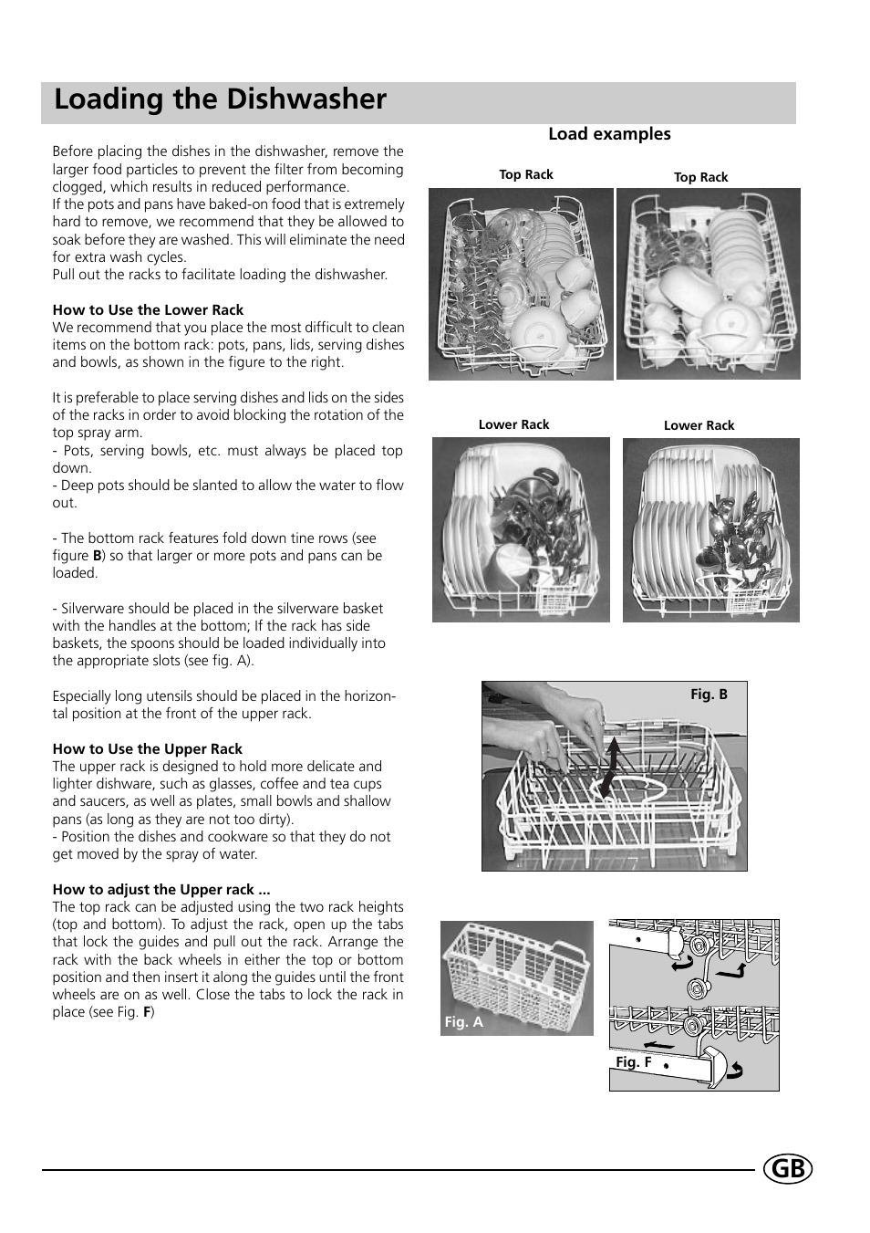 Loading the dishwasher | Indesit DE 43 User Manual | Page 7 / 16