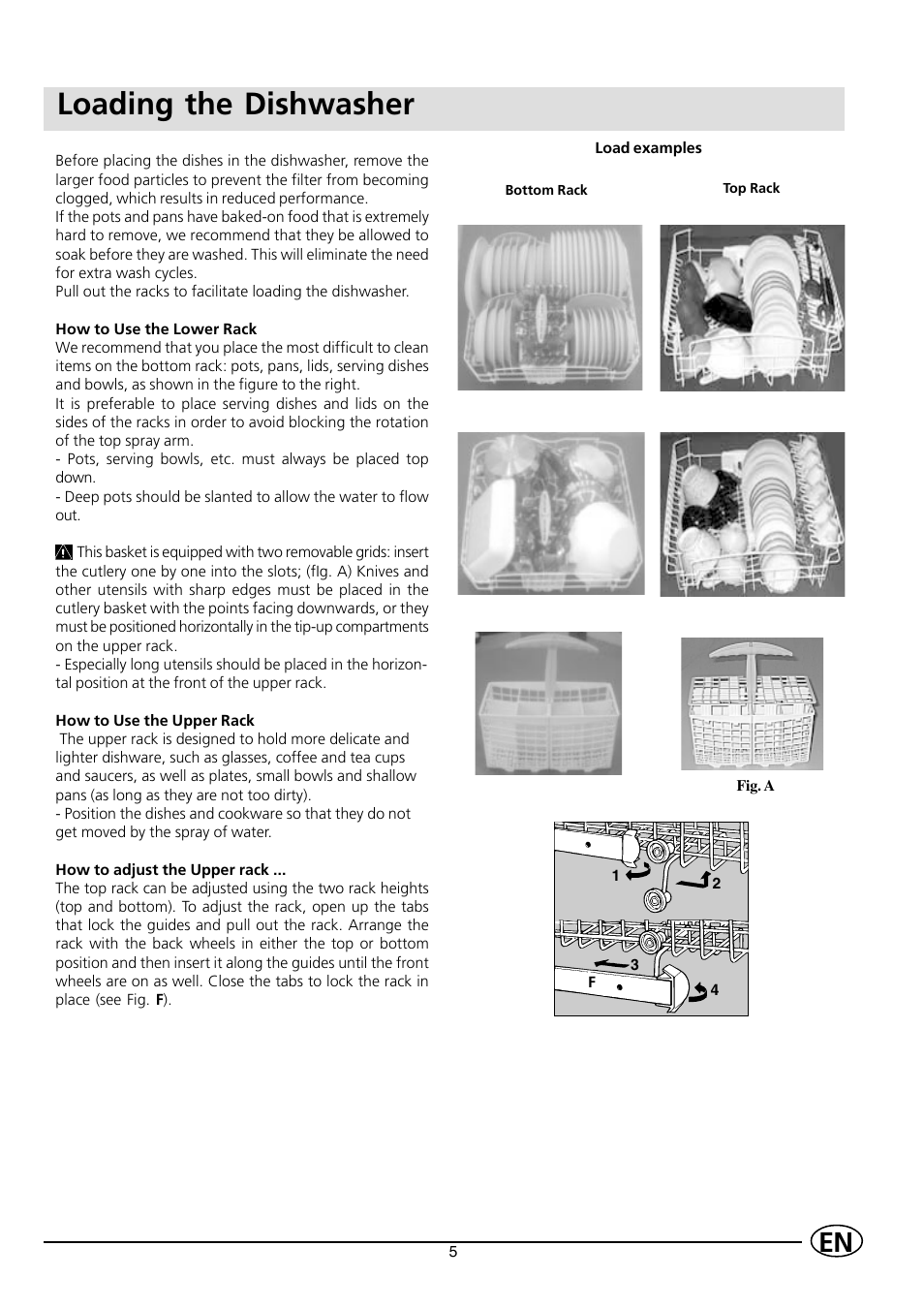 Loading the dishwasher | Indesit IDL 535 User Manual | Page 7 / 16