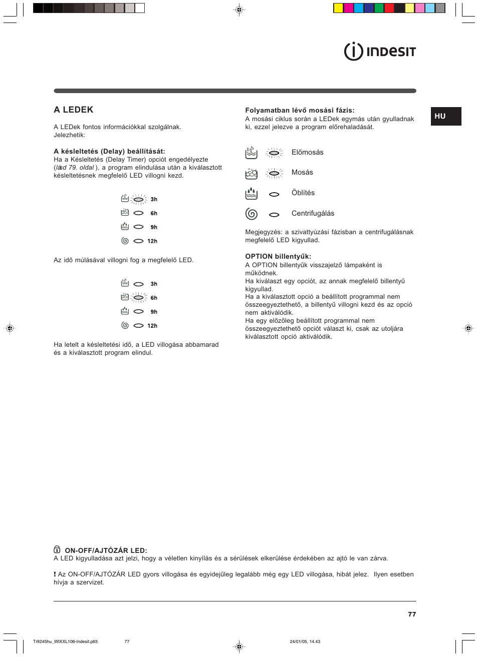 A ledek | Indesit WIXXL 106 User Manual | Page 77 / 84