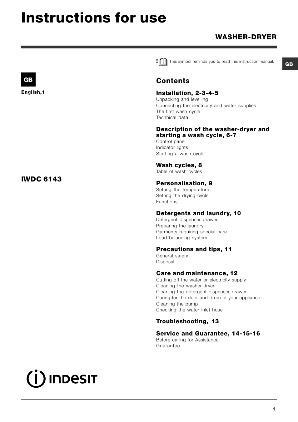Indesit IWDC 6143 User Manual | 16 pages