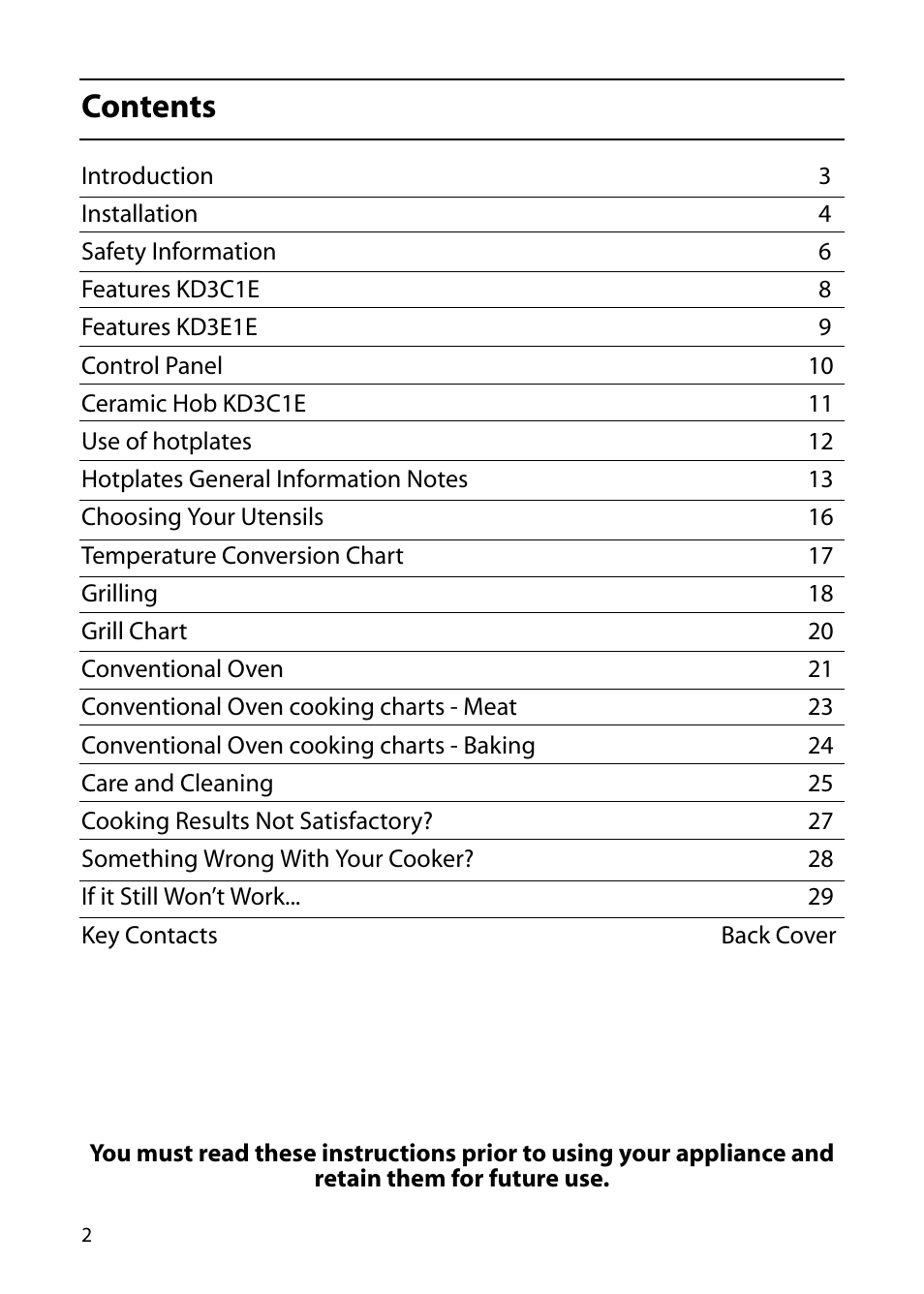 Indesit KD3E1E User Manual | Page 2 / 32