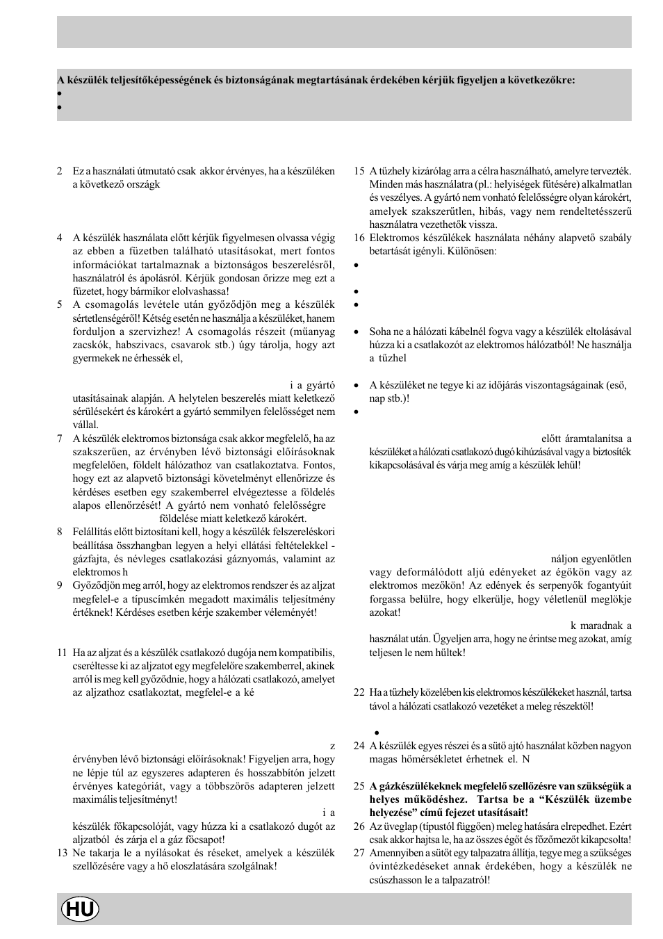 Biztonsági utasítások | Indesit K1G21S/HU User Manual | Page 14 / 28