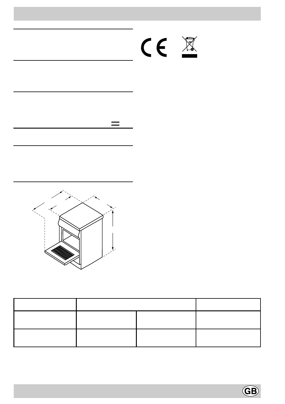 Technical specifications | Indesit K3G11/G User Manual | Page 7 / 16