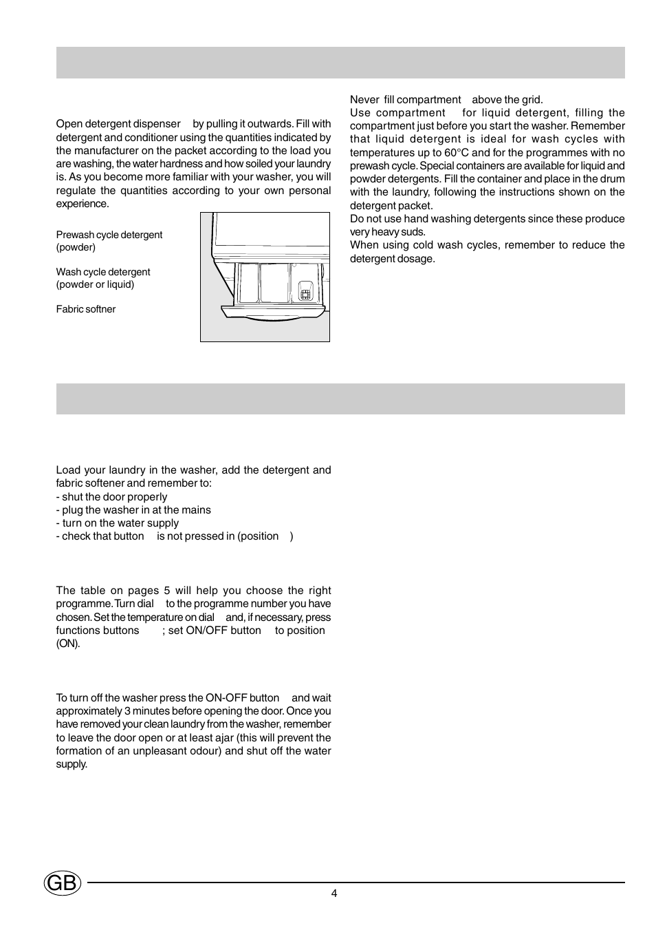 Starting up your washer | Indesit WG1239T User Manual | Page 4 / 11