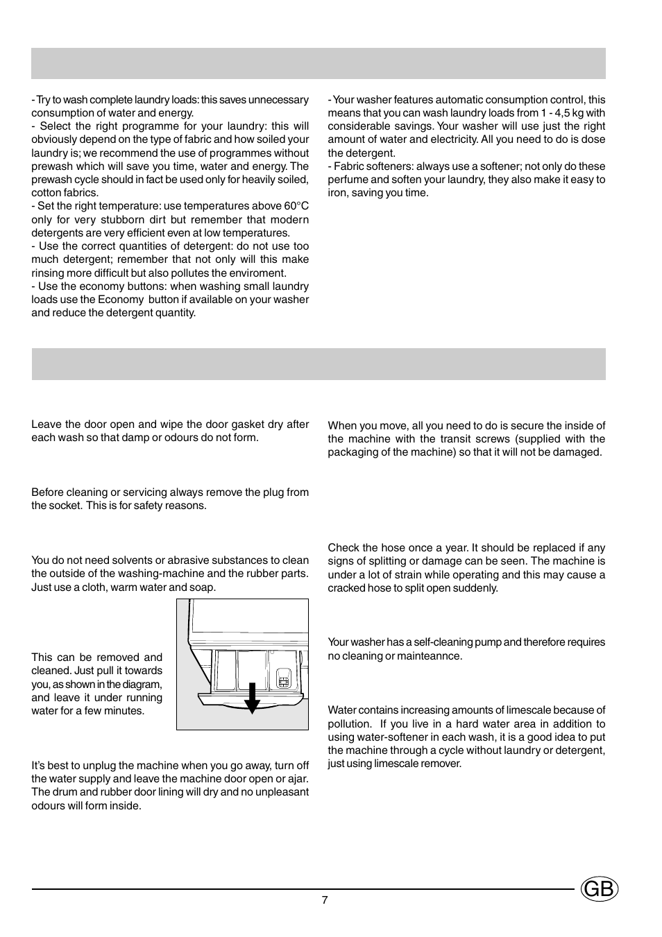 Energy saving hints general maintenance | Indesit WG1239T User Manual | Page 7 / 11