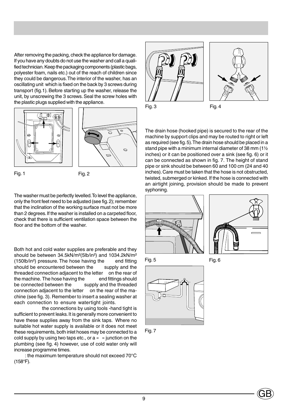 Installation | Indesit WG1239T User Manual | Page 9 / 11