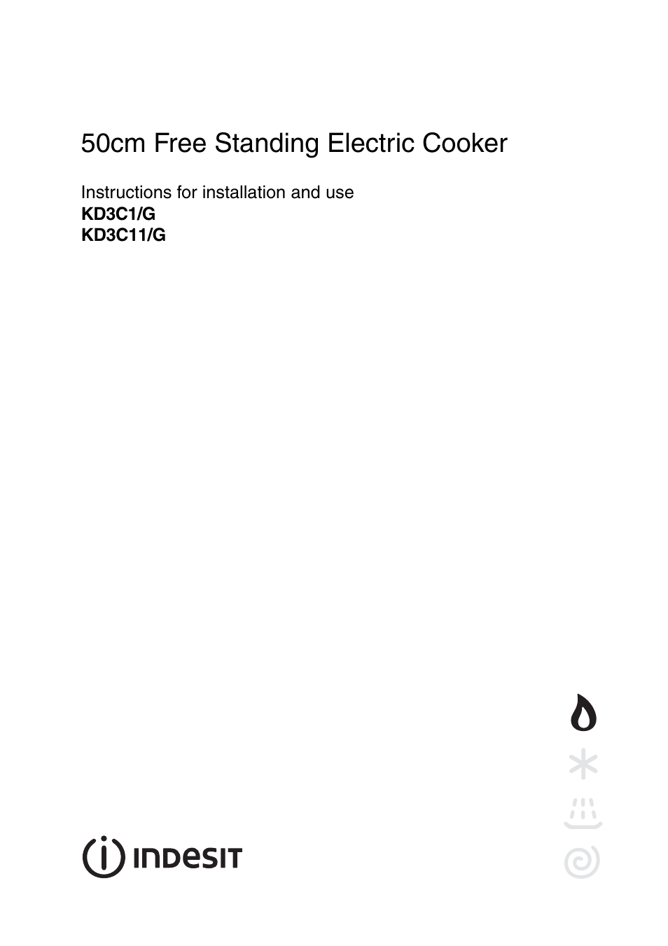 Indesit ELECTRIC COOKER KD3C1/G User Manual | 28 pages