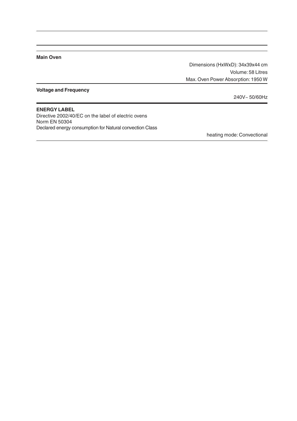 Technical characteristics | Indesit ELECTRIC COOKER KD3C1/G User Manual | Page 25 / 28