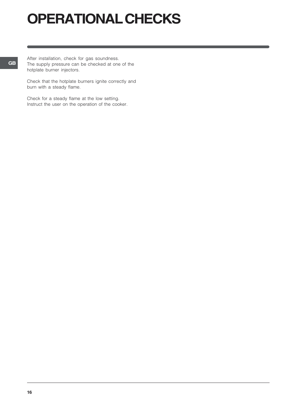 Operational checks | Indesit KDP60E User Manual | Page 16 / 20