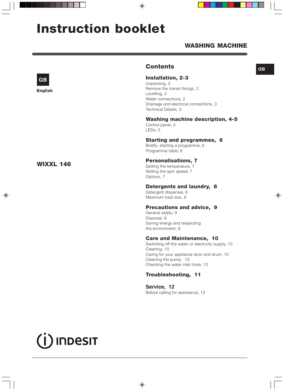 Indesit WIXXL 146 User Manual | 12 pages