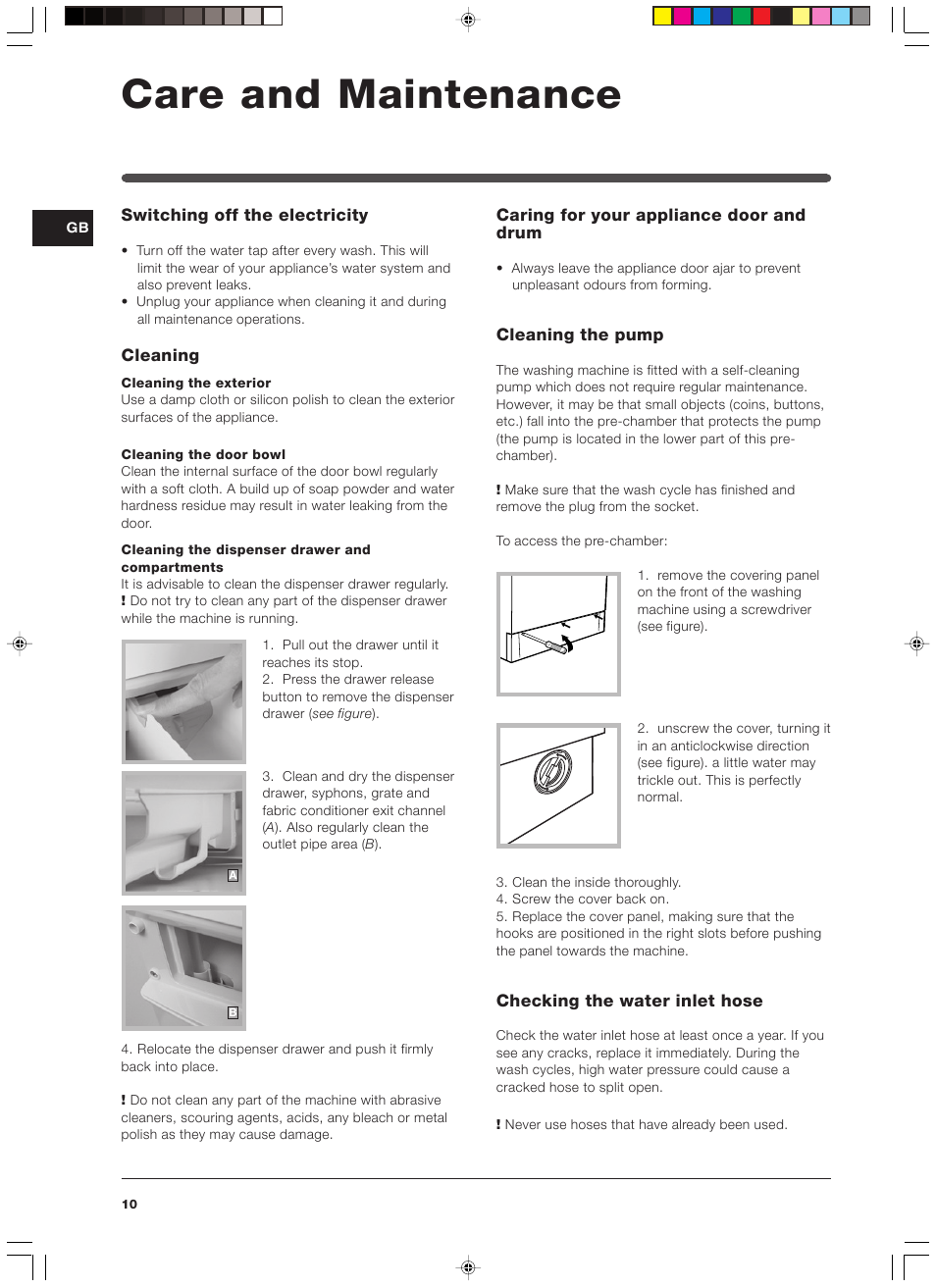 Care and maintenance | Indesit WIXXL 146 User Manual | Page 10 / 12