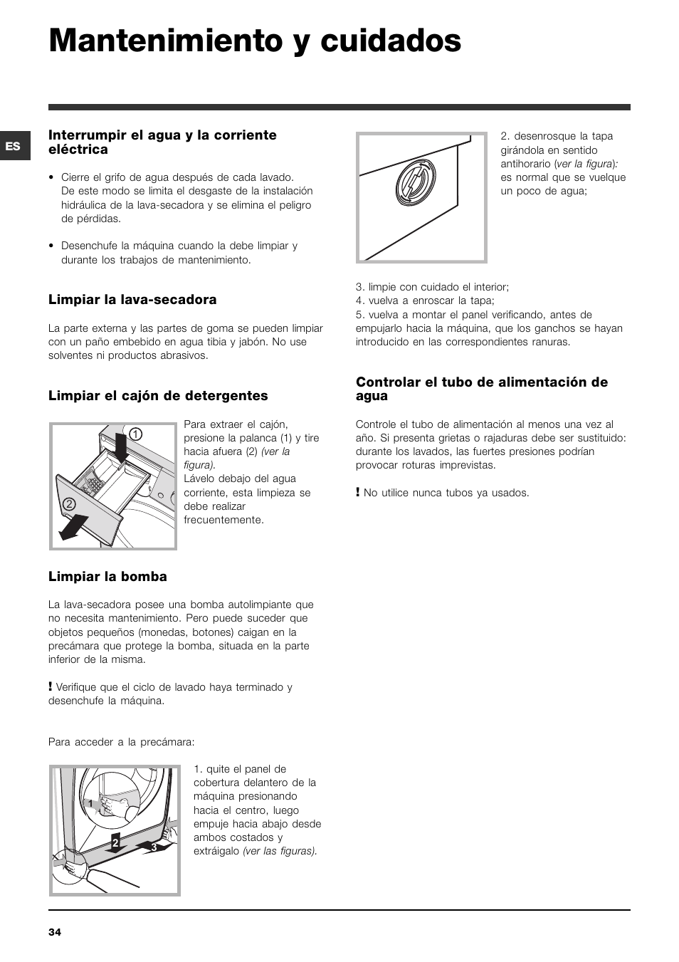 Mantenimiento y cuidados | Indesit PWDE 7125 W User Manual | Page 34 / 72