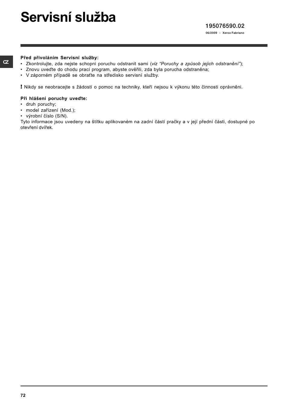 Servisní sluba | Indesit PWDE 7125 W User Manual | Page 72 / 72