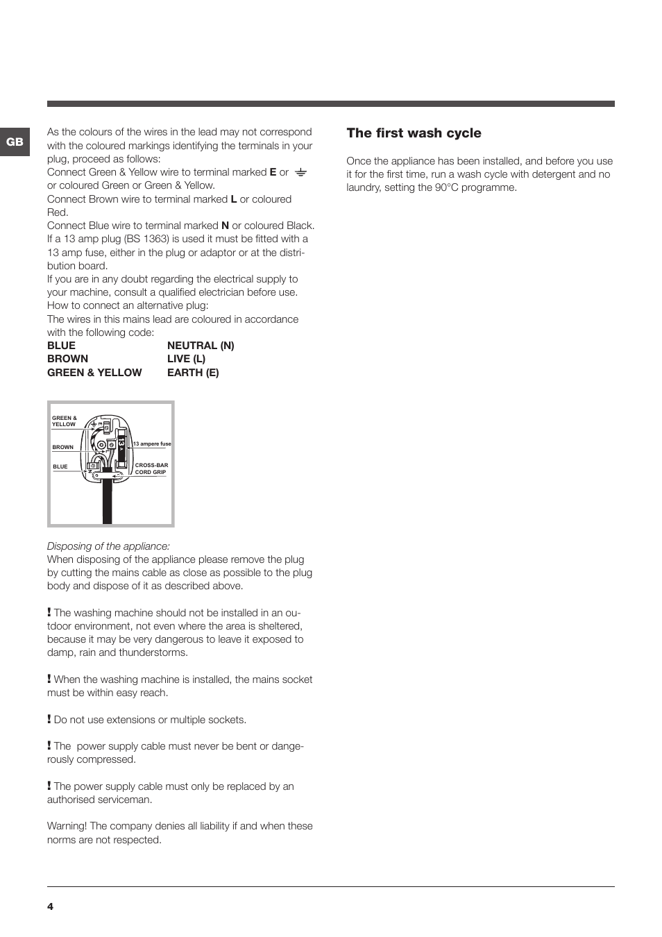 The first wash cycle | Indesit IWB User Manual | Page 4 / 16