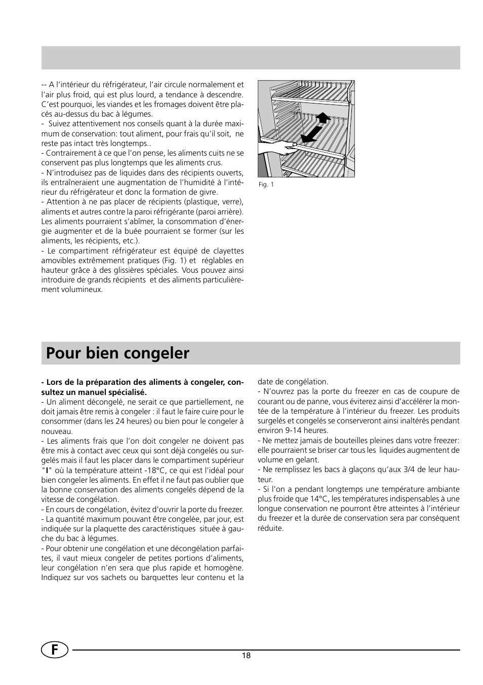 Pour bien congeler | Indesit CG 3100 User Manual | Page 20 / 52