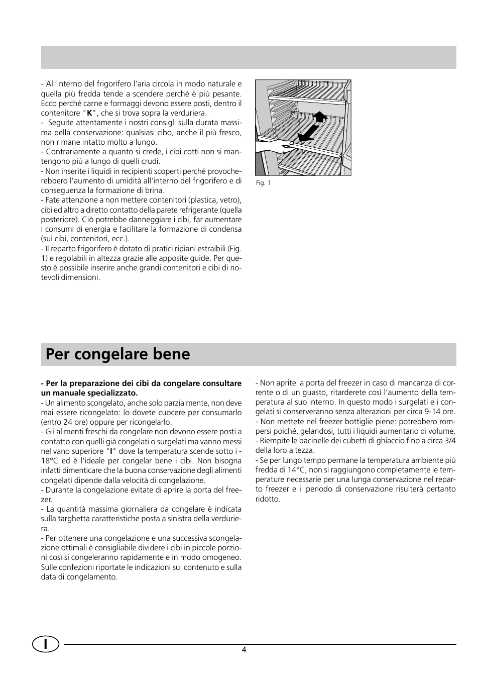 Per congelare bene | Indesit CG 3100 User Manual | Page 6 / 52